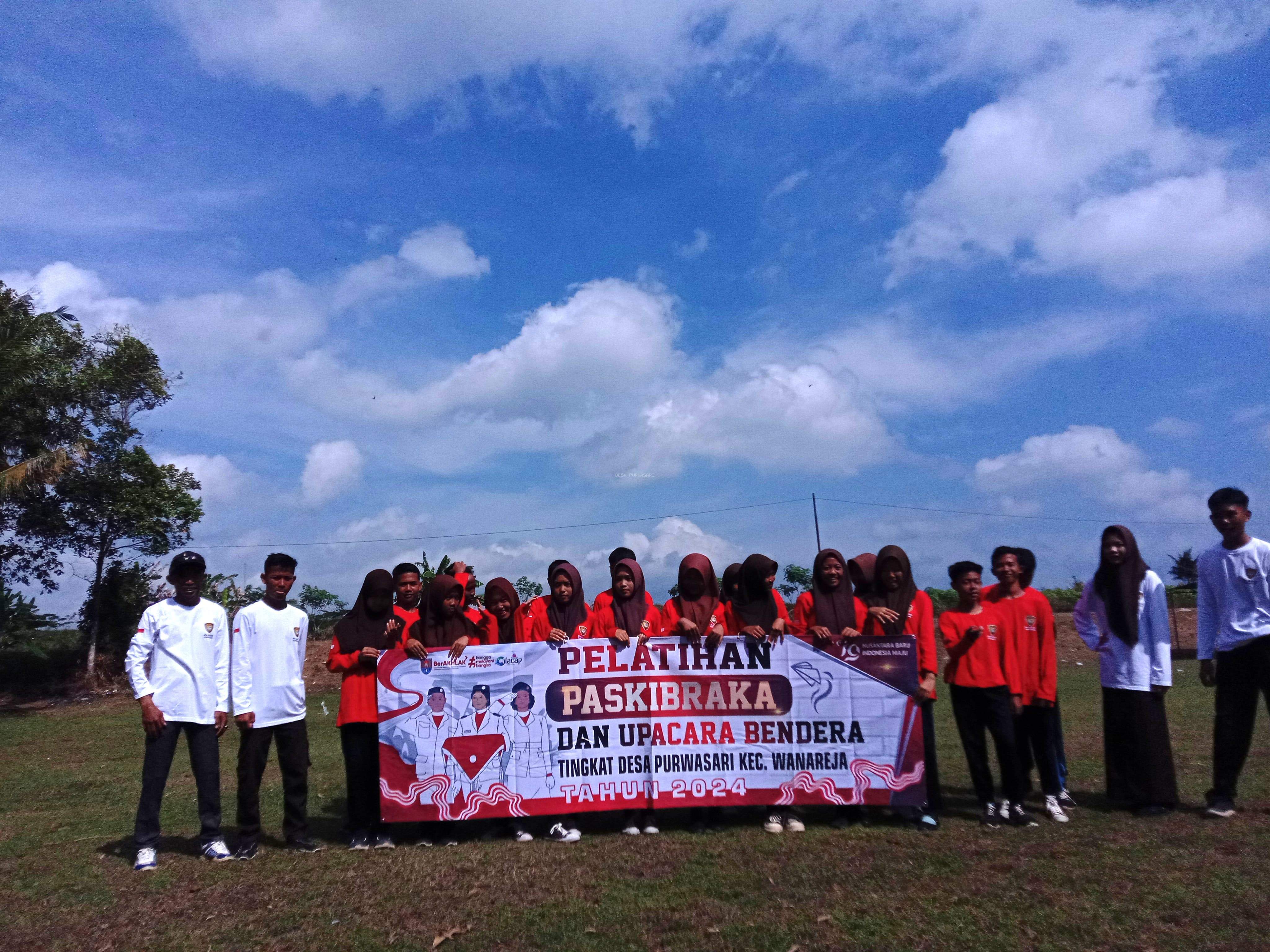 Pelatihan Paskibraka dan Upacara Bendera HUT RI ke-79 di Lapangan Suksara Jaya Dusun Purbosari
